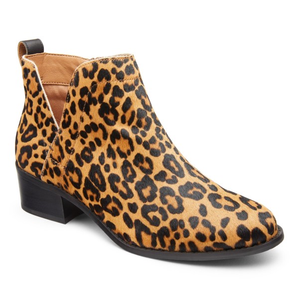 Vionic Ankle Boots Ireland - Clara Ankle Boot Brown Leopard - Womens Shoes Sale | KVGBU-3124